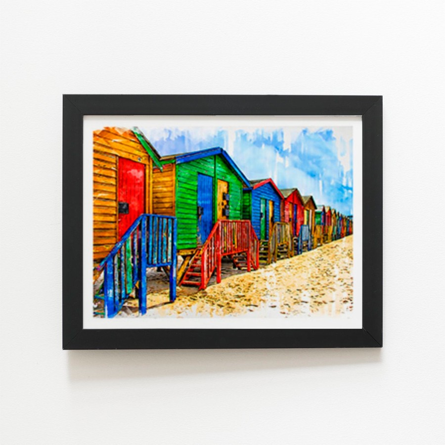 Click to view product details and reviews for Colourful Beach Cottages Sketch Art Prints 8 X 10 Black Frame.