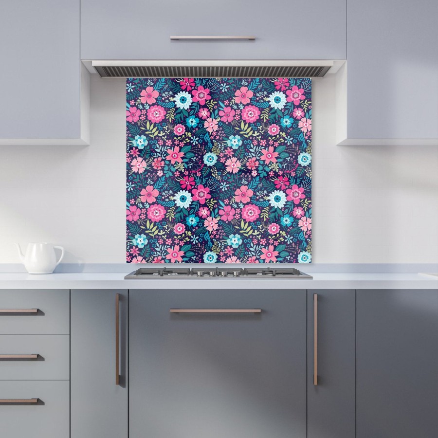 Click to view product details and reviews for Cute Colourful Flower Pattern Kitchen Splashback W600mm X H600mm.