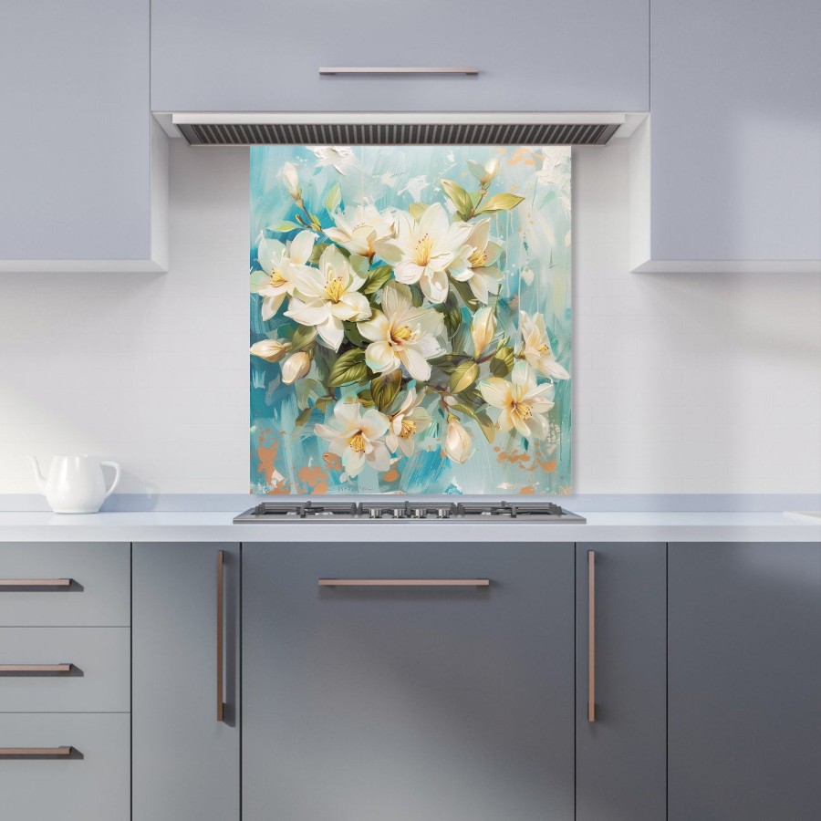 Click to view product details and reviews for Fresh Jasmine In Blue Hue Kitchen Splashback W600mm X H650mm.