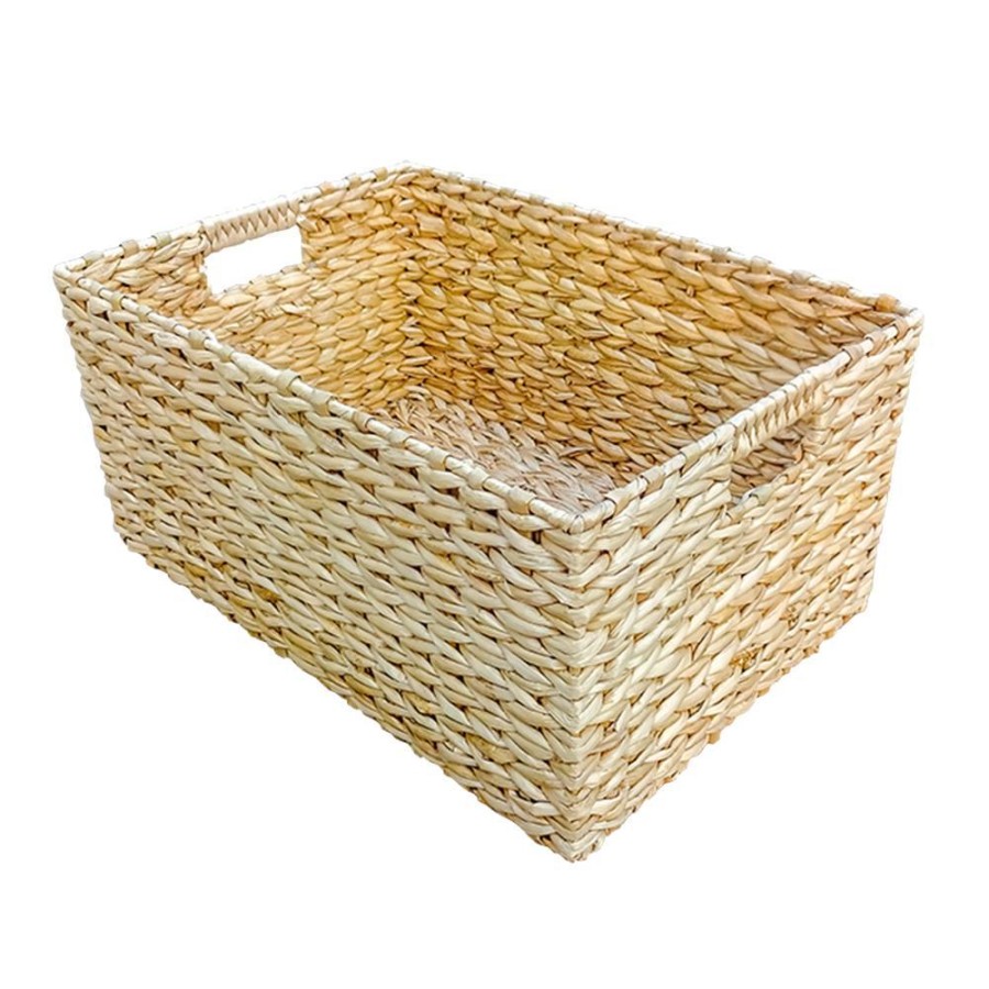 Red Hamper Rectangular Water Hyacinth Storage Basket - Small