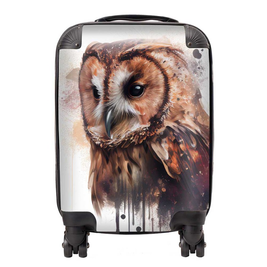 Click to view product details and reviews for Tawny Owl Face Splashart Light Background Suitcase Mini Cabin.