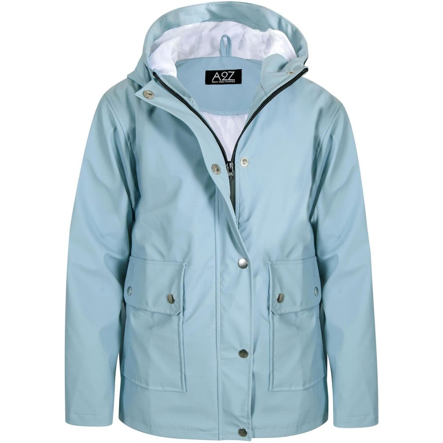 Click to view product details and reviews for Pu Raincoat Jacket Windbreaker Waterproof Parka Hooded For Girls Boys Age 5 13 Years 7 8 Years Dusty Blue.