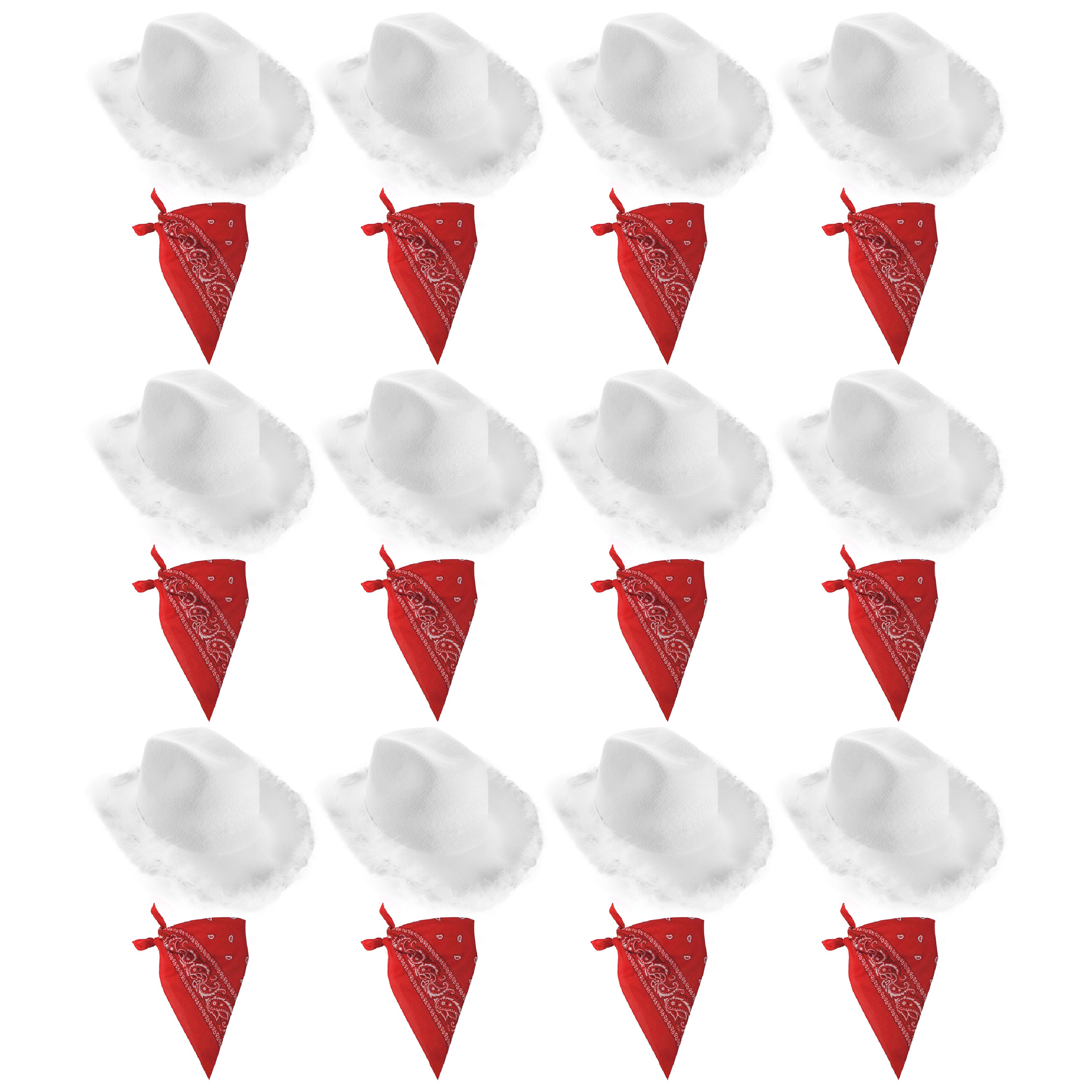 Click to view product details and reviews for White Cowboy Hat Red Bandana Pack Of 12.