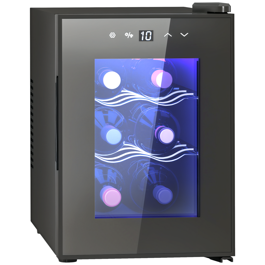 Click to view product details and reviews for Homcom Mini Table Top Wine Fridge 6 Bottle 17l 8 18�� 265cm Quiet Under Counter Wine Cooler Fridge With Glass Door Led Light Digital Touch.