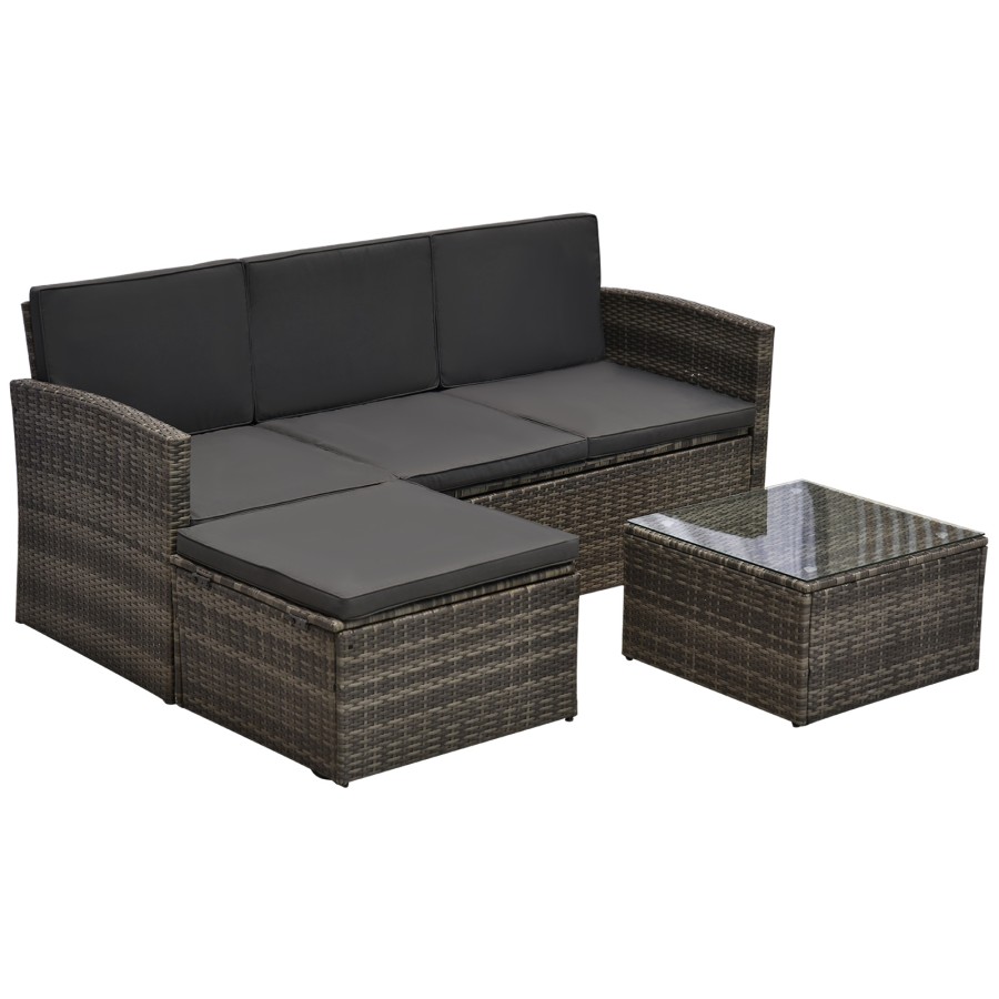 Click to view product details and reviews for 3pc Pe Rattan Wicker Set Sofa Footstool Table.