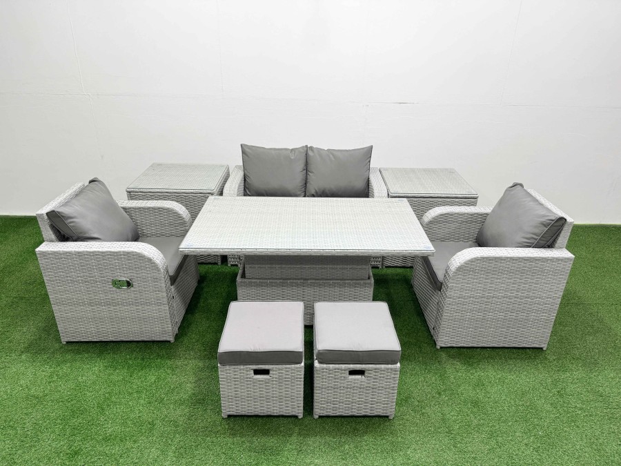 Click to view product details and reviews for Fimous Light Grey Pe Wicker Rattan Garden Furniture Set Sofa Set Reclining Chair Adjustable Lifting Dining Or Coffee Table 6 Seater 2 Small Stools 2 S. Click to view product details and reviews for Fimous Light Grey Pe Wicker Rattan Garden Furniture Set Sofa Set Reclining Chair Adjustable Lifting Dining Or Coffee Table 6 Seater 2 Small Stools 2 S.