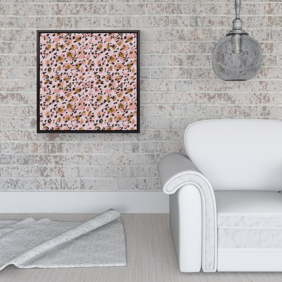 Click to view product details and reviews for Hand Drawn Pink Leopard Print Framed Canvas 16 X 16 Black.