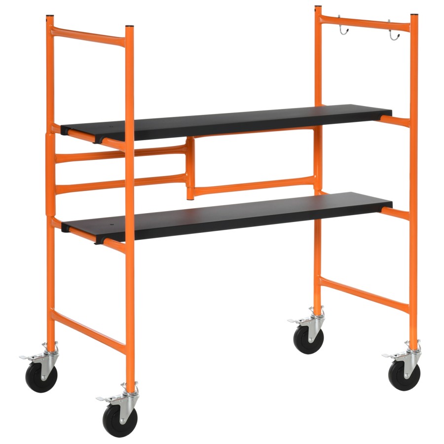 Click to view product details and reviews for Homcom Scaffolding Ladder With Locking Wheels Adjustable Working Platform.