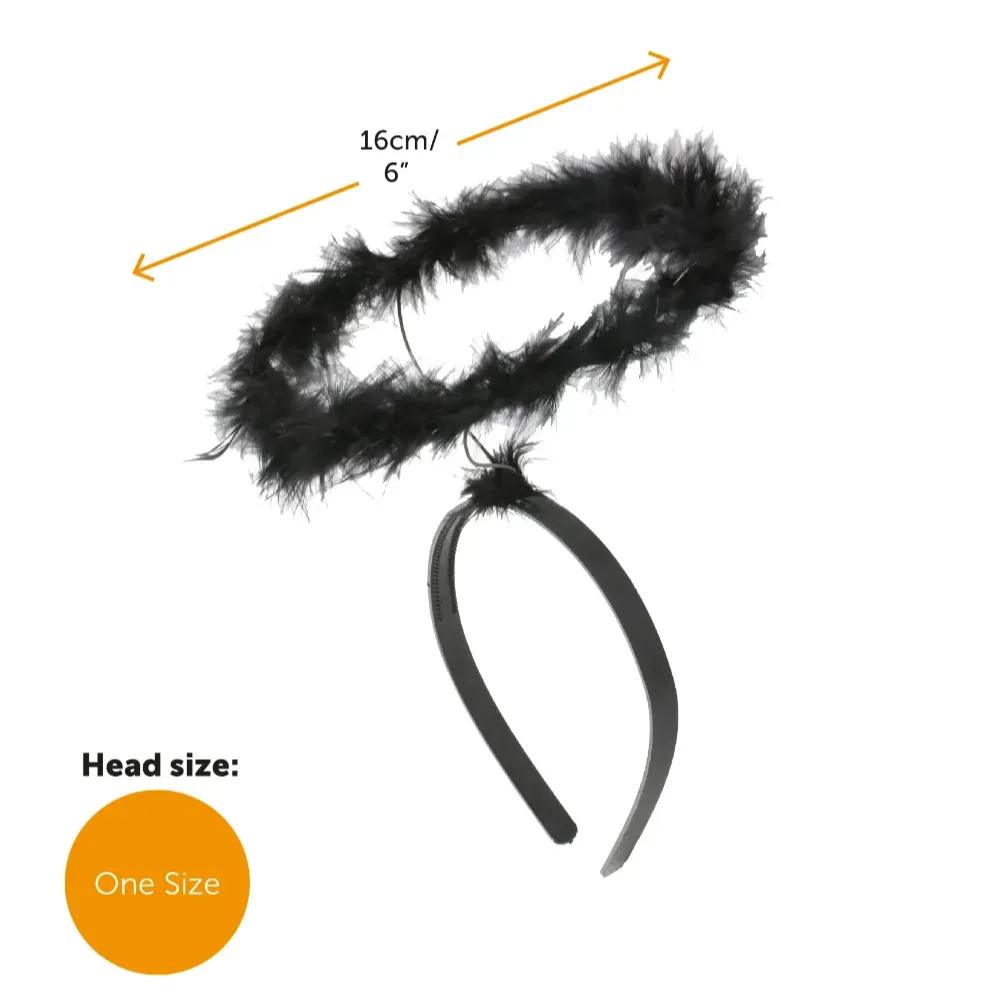 Ladies Dark Angel Costume | 3 Pcs | Black Tutu, Feather Wings & Halo