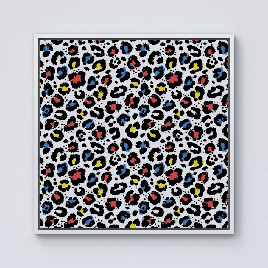 Click to view product details and reviews for Coloured Leopard Print Framed Canvas 10 X 10 White.