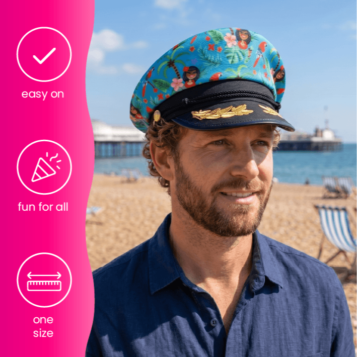 Blue Hawaiian Print Hat