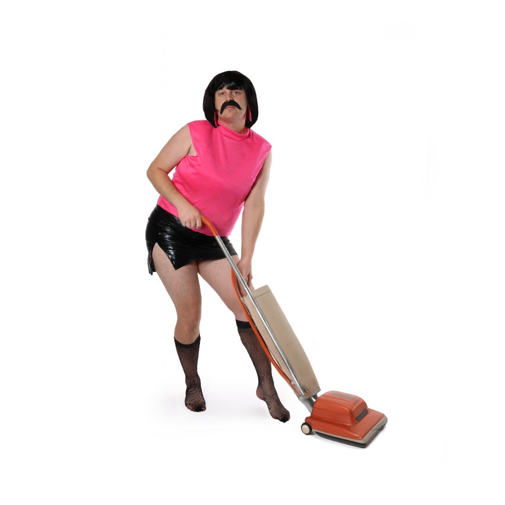 Adults Rock Queen Housewife Costume | 7 Pcs | Top, Skirt, Wig, Tash, Tights & Earrings
