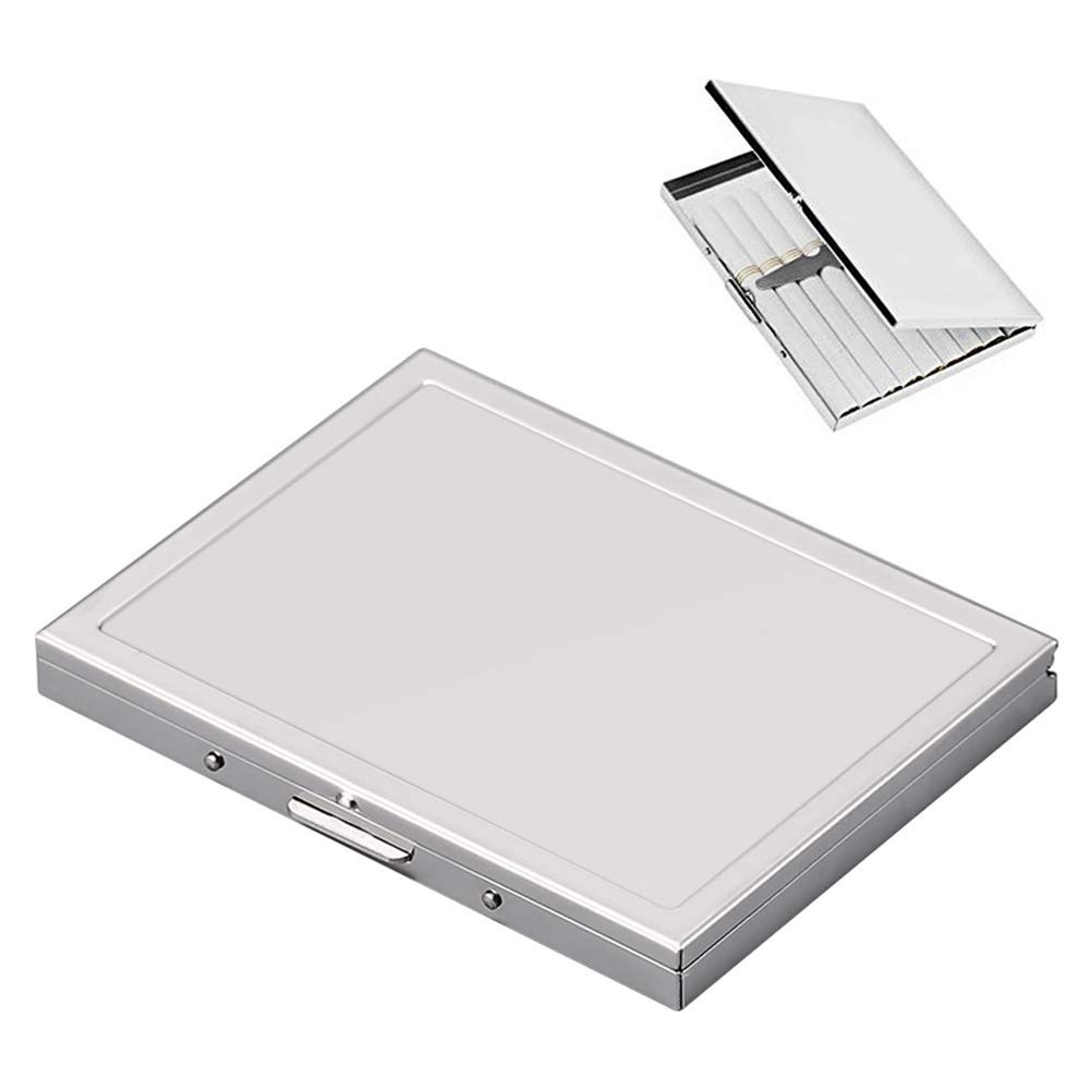 Slim Silver Stainless Steel Magnetic Cigarette Case for 20 Smokes