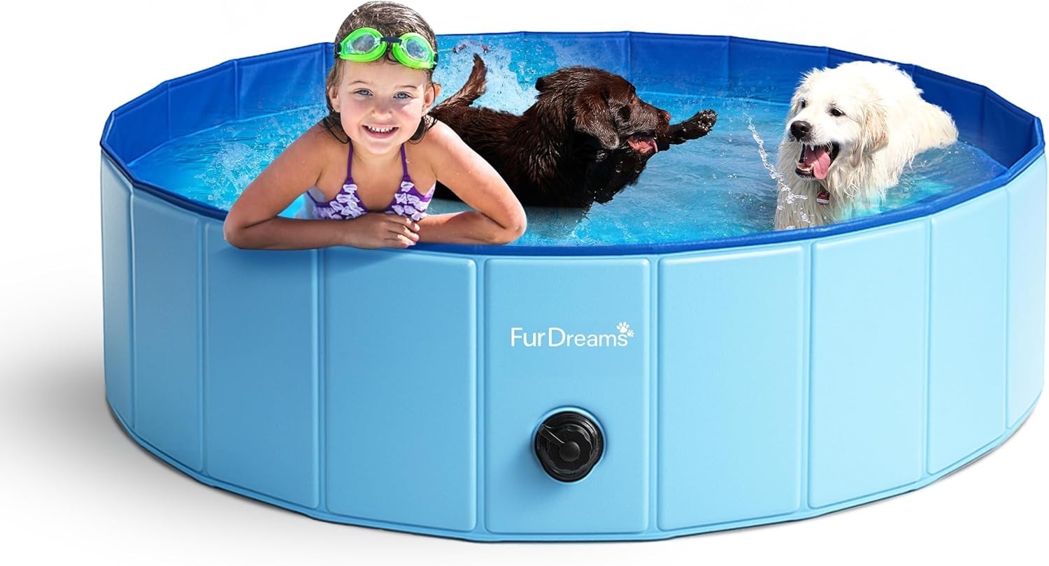 Foldable Dog & Kid Pool - Durable PVC Outdoor Bath, Anti-Slip Base