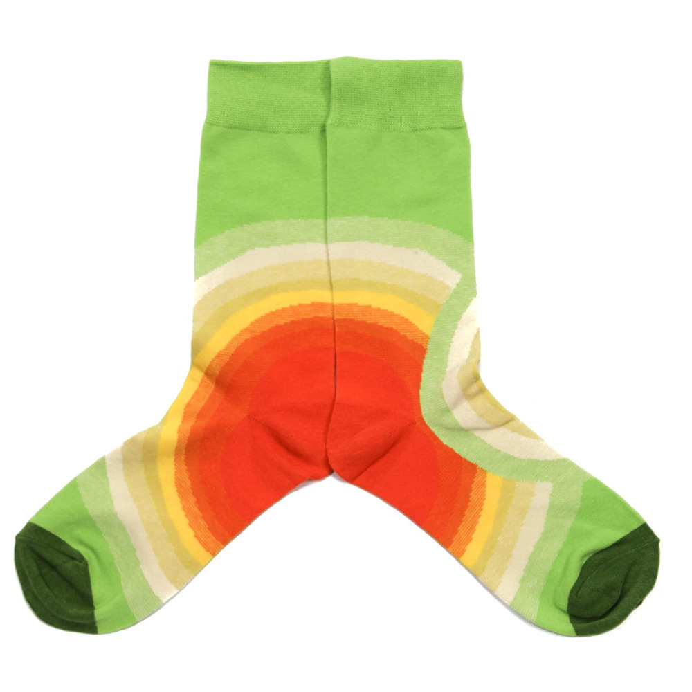 1 Pair Socks Crew Circle Green Design Novelty Unisex Size UK 4-8 Lucky Pair