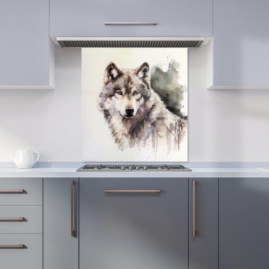 Click to view product details and reviews for Loyal Wolf Watercolour Kitchen Splashback W700mm X H750mm.