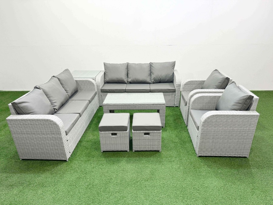 Click to view product details and reviews for Fimous Pe Rattan High Back Lounge Sofa Set Patio Oblong Coffee Table Chairs Set With 3 Seater Sofa Reclining Chair Stools Side Table Light Grey. Click to view product details and reviews for Fimous Pe Rattan High Back Lounge Sofa Set Patio Oblong Coffee Table Chairs Set With 3 Seater Sofa Reclining Chair Stools Side Table Light Grey.