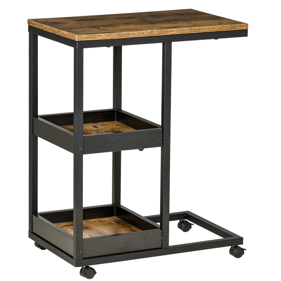 Click to view product details and reviews for Homcom C Shaped Mobile Couch Bed Side Table W 3 Tier Storage Shelf Brown.