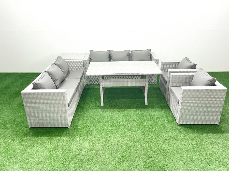 Click to view product details and reviews for Fimous Rattan Garden Furniture Set Outdoor 8 Seater Patio Dinin G Sofa Sets With Dining Table 2 Chairs Side Table Light Grey Mixed.
