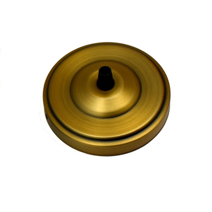 Ledsone 108Mm Side Fitting Single Outlet White Ceiling Rose ~1463 - Yellow Brass