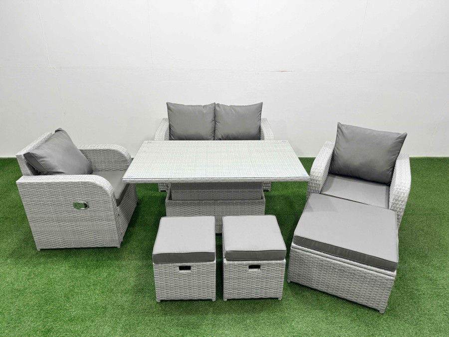Click to view product details and reviews for Fimous Light Grey Pe Wicker Rattan Garden Furniture Set Sofa Set Reclining Chair Adjustable Lifting Dining Or Coffee Table 7 Seater 3 Stools. Click to view product details and reviews for Fimous Light Grey Pe Wicker Rattan Garden Furniture Set Sofa Set Reclining Chair Adjustable Lifting Dining Or Coffee Table 7 Seater 3 Stools.