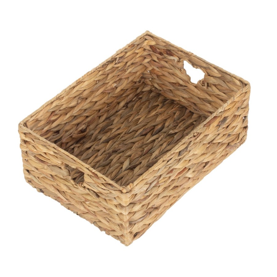 Red Hamper Shallow Water Hyacinth Storage Basket - Large