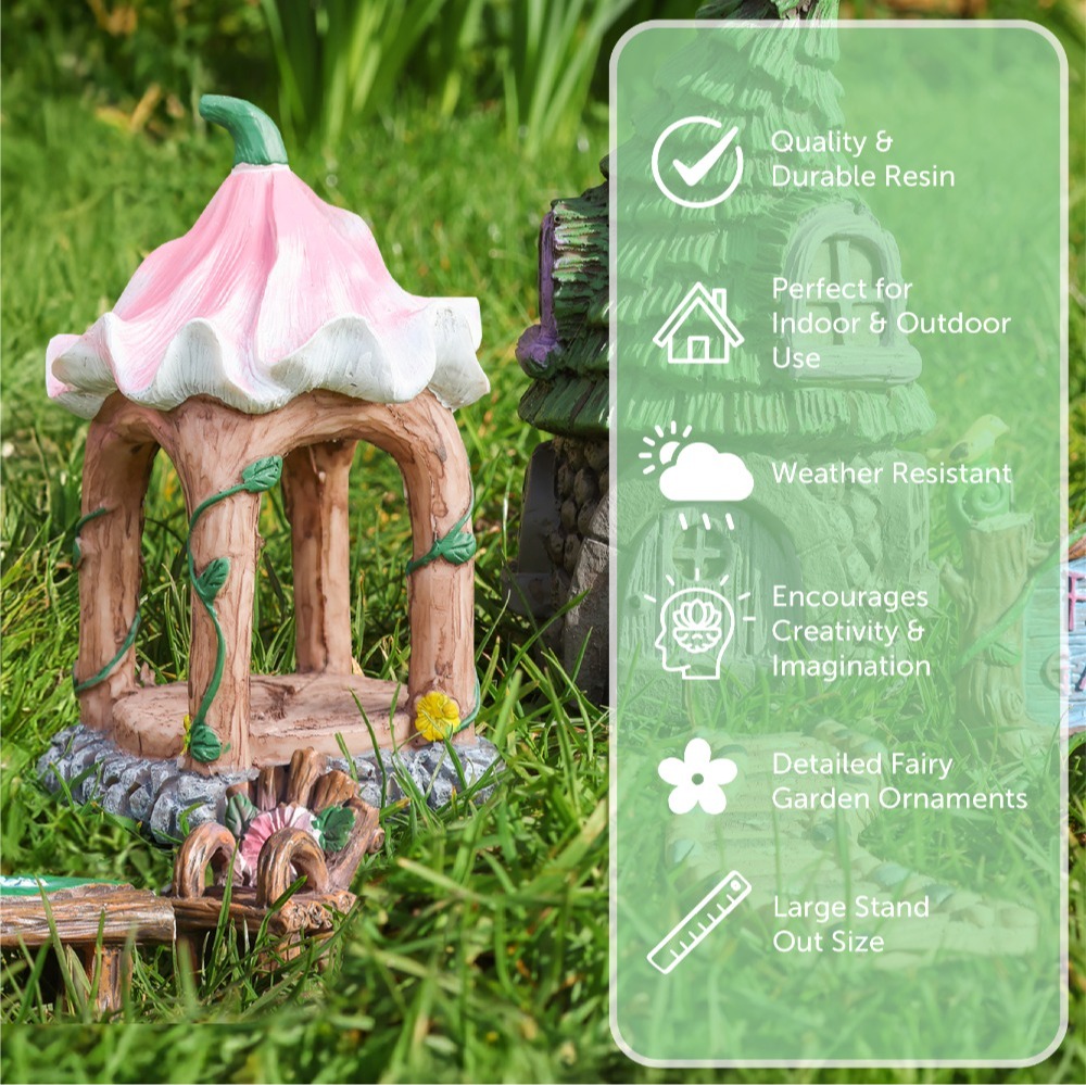 Flower Pavilion 18 x 10 x 10cm - Secret Fairy Garden Resin Decorations