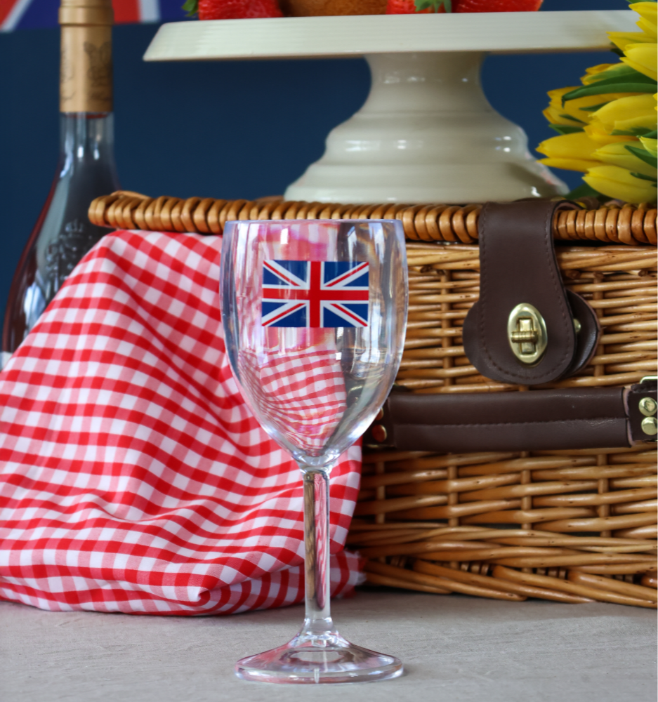 Pack of 12 Union Jack Plastic Wine Glasses - 300ml/10oz Durable, Reusable Cups for Parties, Festivals, BBQs & British Celebrations!