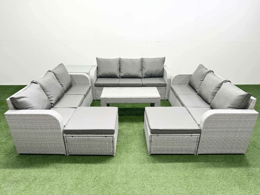 Click to view product details and reviews for Fimous Pe Rattan Lounge Sofa Set 11 Seater Outdoor Garden Furniture Set With Oblong Coffee Table 3 Seater Sofa 2 Big Footstools Side Table Light Grey. Click to view product details and reviews for Fimous Pe Rattan Lounge Sofa Set 11 Seater Outdoor Garden Furniture Set With Oblong Coffee Table 3 Seater Sofa 2 Big Footstools Side Table Light Grey.