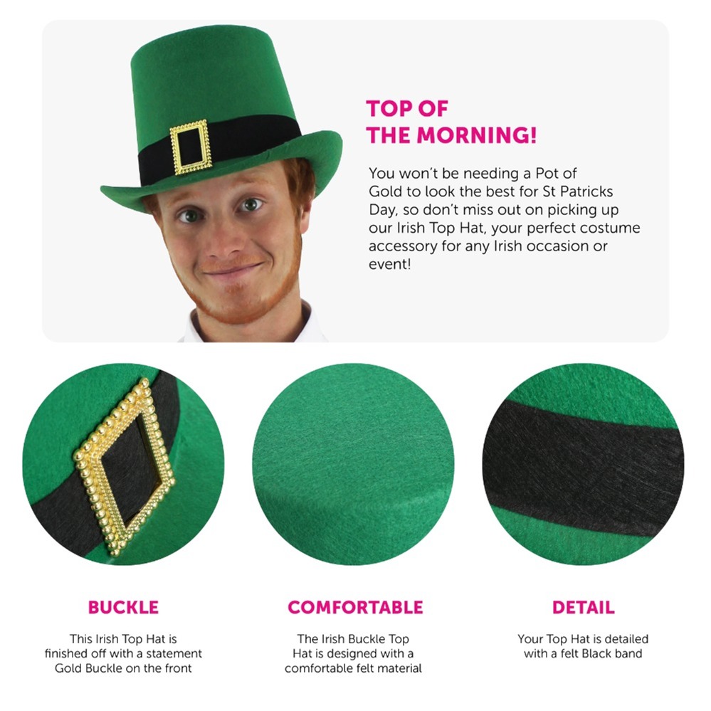 Green Buckle Top Hat - St Patricks Day