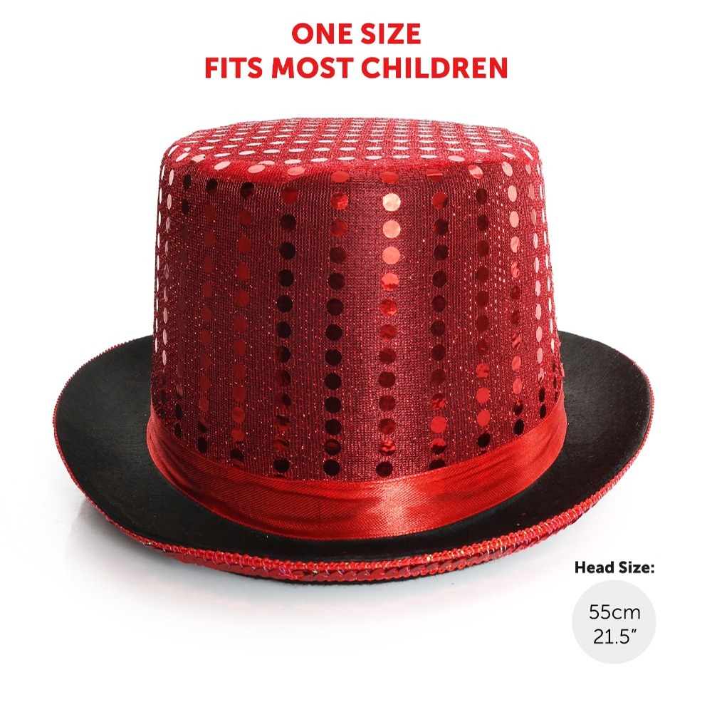 Childs Red Sequin Top Hat