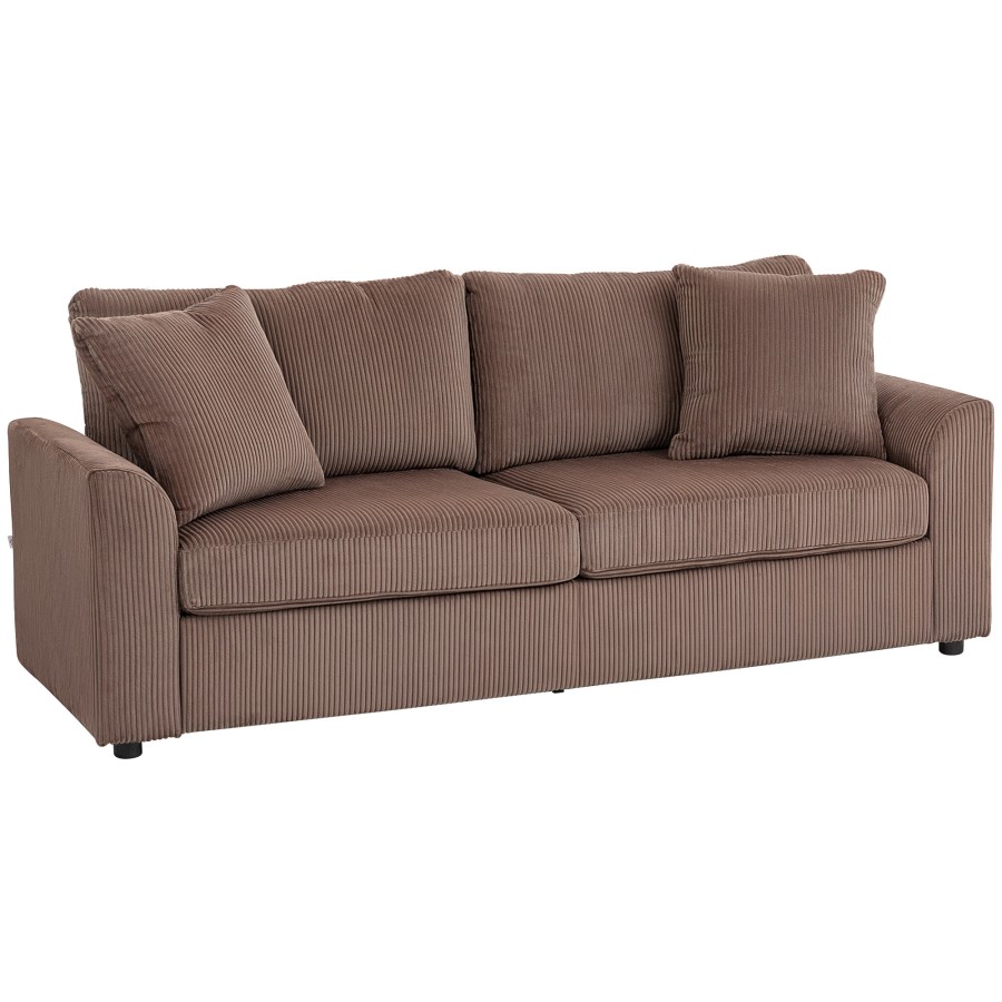 Click to view product details and reviews for Homcom Modern 3 Seater Sofa With Spring Cushion 212 Cm Fabric Jumbo Cord Sofa Couch With 2 Scatter Cushions Upholstered Corduroy Settee For Living R.