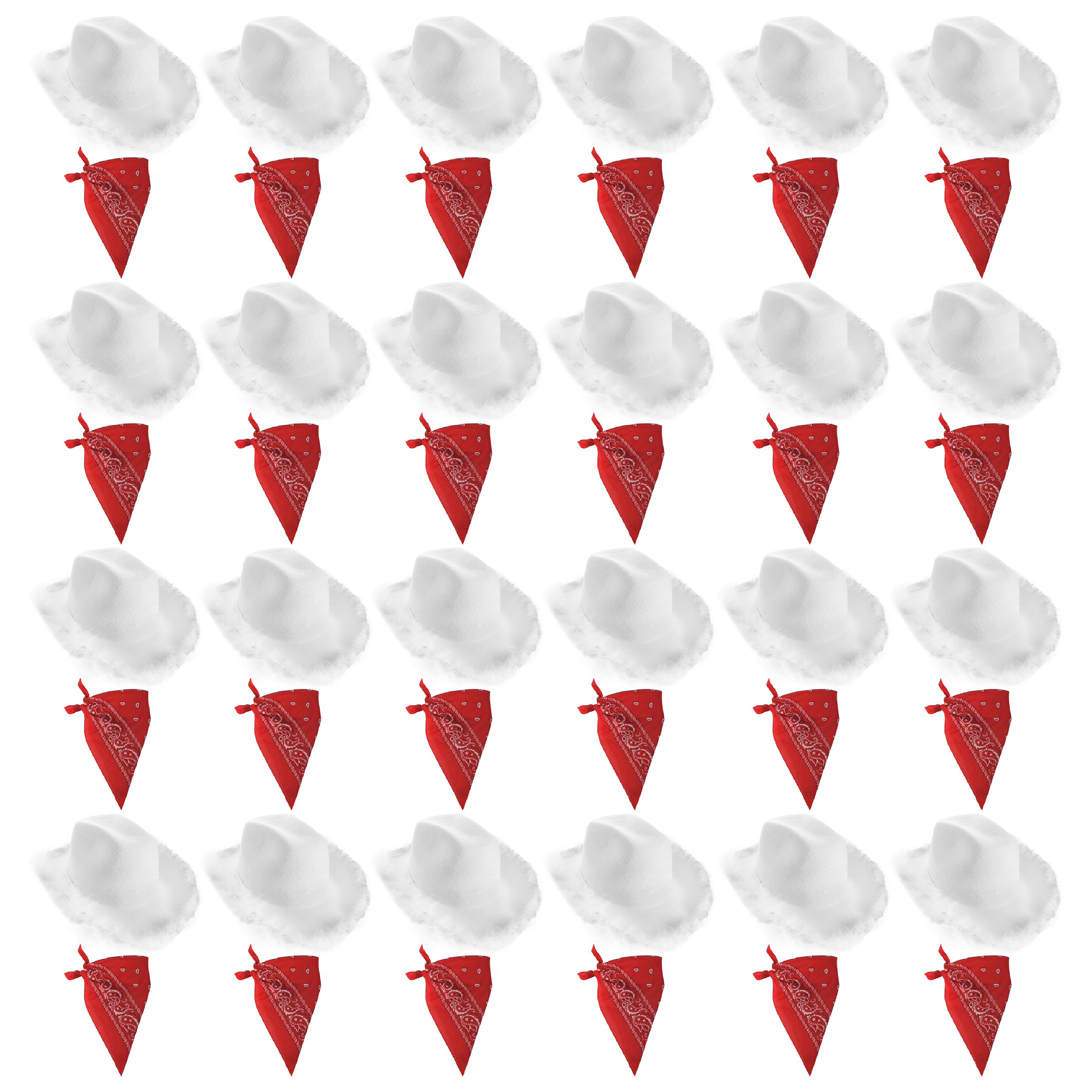 Click to view product details and reviews for White Cowboy Hat Red Bandana Pack Of 24.