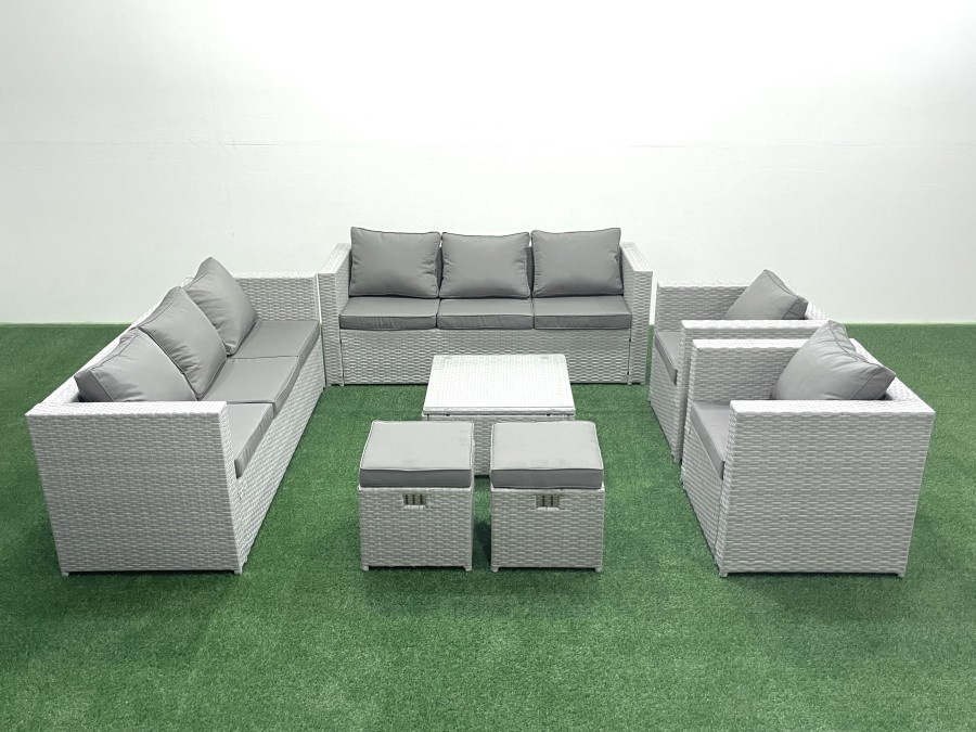 Click to view product details and reviews for Fimous Outdoor Rattan Sofa Garden Furniture Set With 2 Armchairs Square Coffee Table 2 Small Footstools Light Grey Mixed. Click to view product details and reviews for Fimous Outdoor Rattan Sofa Garden Furniture Set With 2 Armchairs Square Coffee Table 2 Small Footstools Light Grey Mixed.