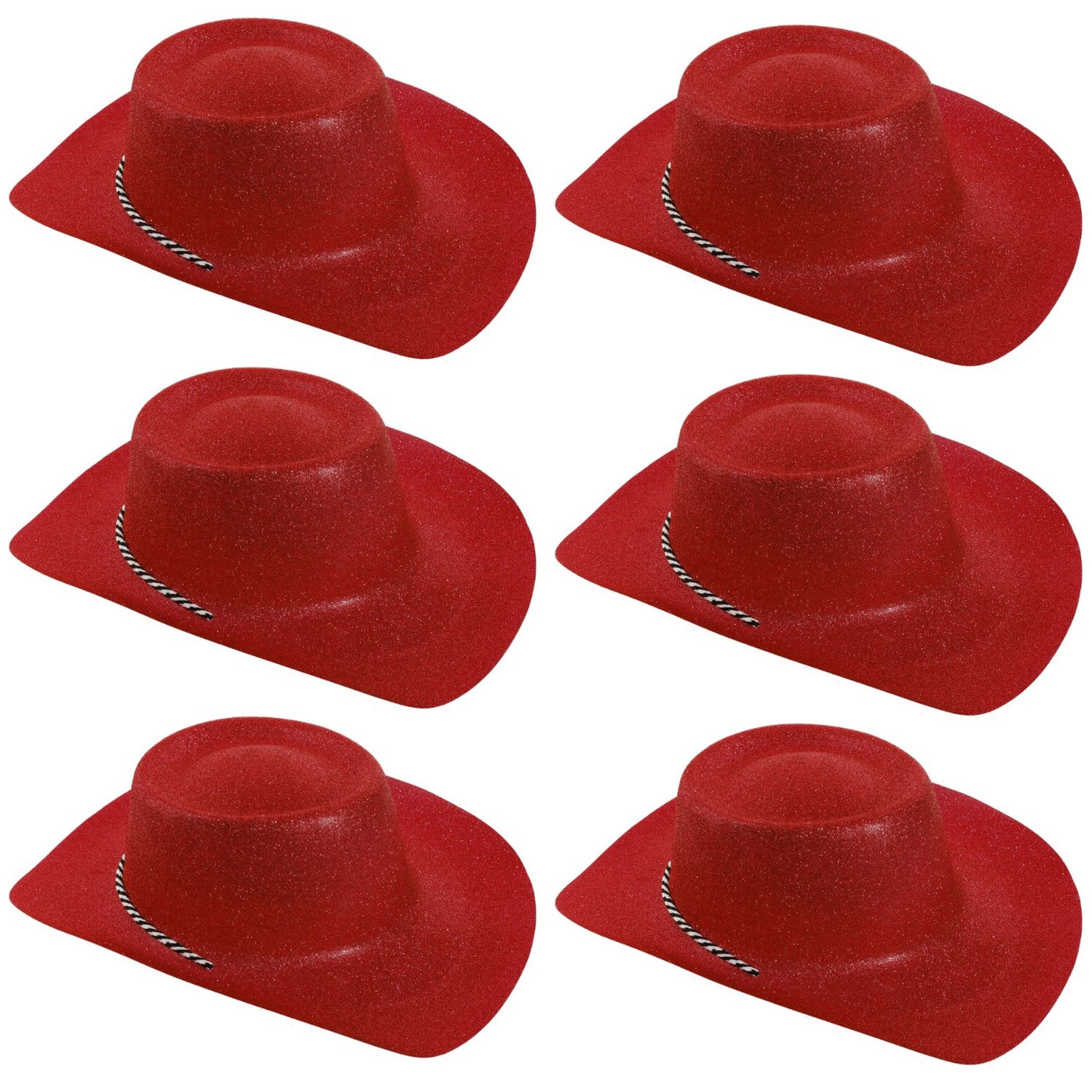 Click to view product details and reviews for Red Glitter Cowboy Hat Pack Of 6.
