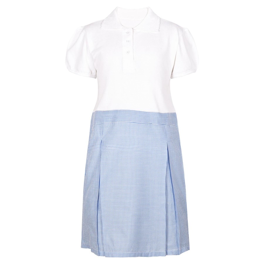 Click to view product details and reviews for Kids Girls School Uniform Dress Gingham Pleated Comfortable Summer Polo Dress 6 7 Years Blue.