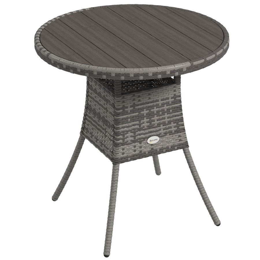 Click to view product details and reviews for Grey Pe Rattan Dining Table Wood Top.