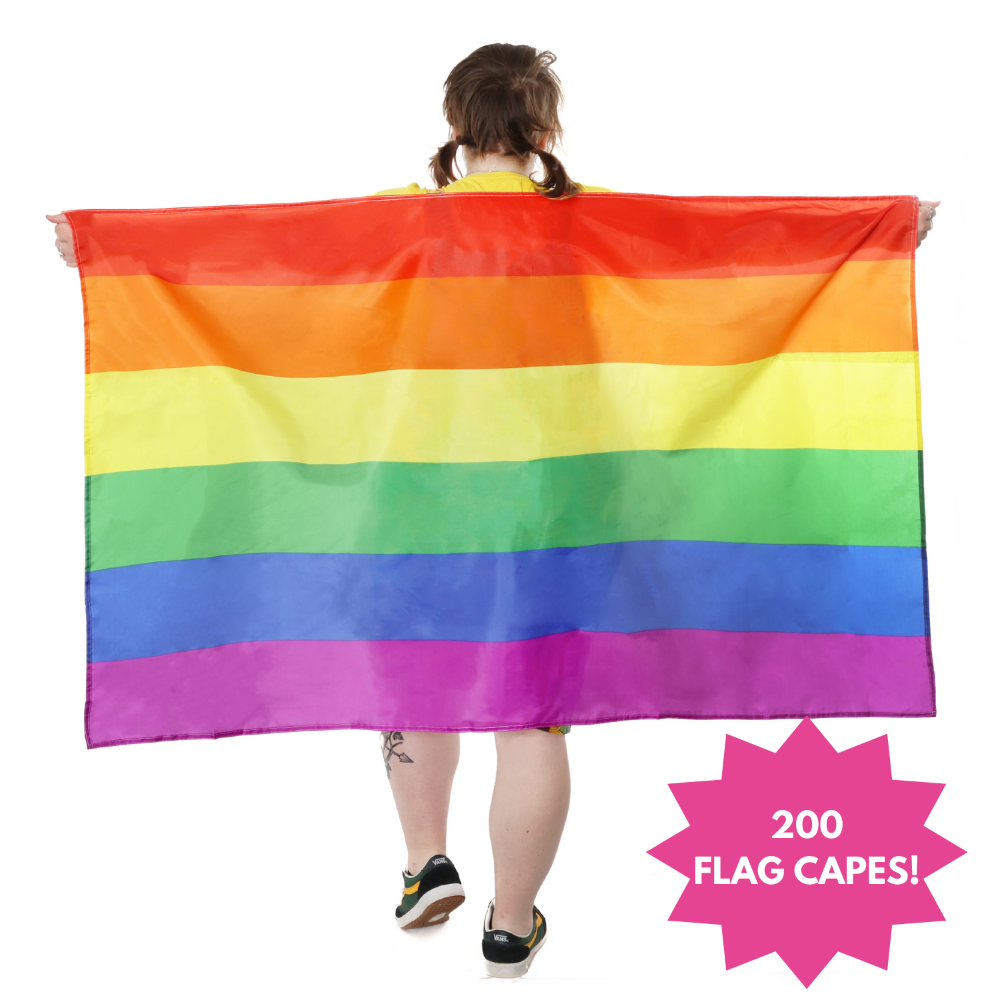 Click to view product details and reviews for Wholesale Pack Of 200 Rainbow Pride Cape Flags.