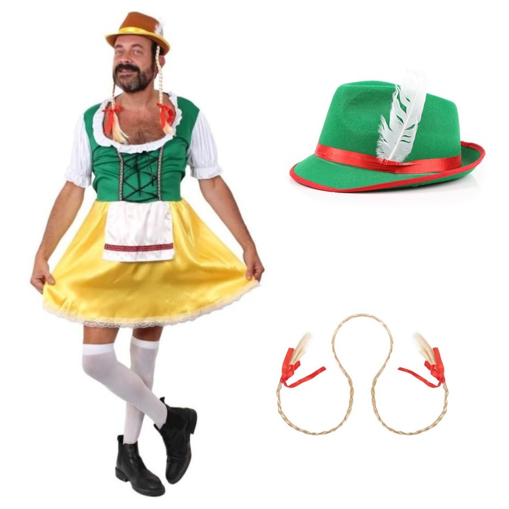 Click to view product details and reviews for Men’s Yellow Green Bavarian Stag Do Costume Set Large.