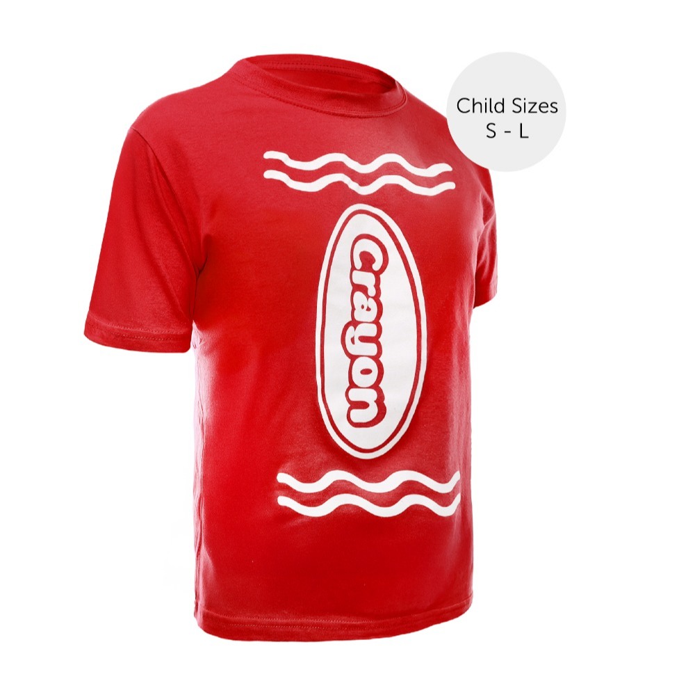 Girl's Red Crayon T-Shirt – Fun Kids Costume Top for Parties, Dress-Up & School Events
