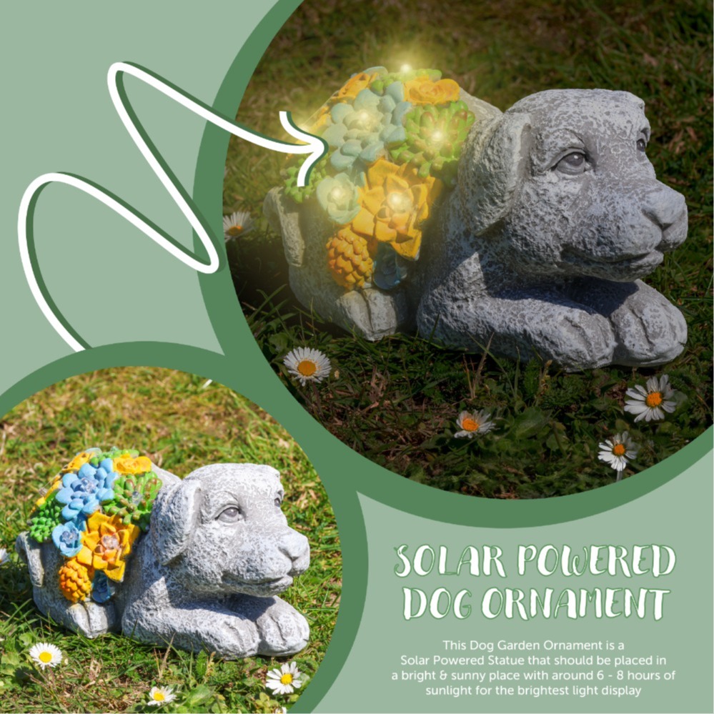 Solar Dog & Cat Statue Set (Dog: 10x14x20cm, Cat: 11.5x22x15cm)