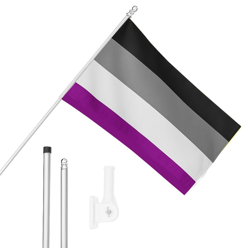 Click to view product details and reviews for Large 5ft X 3ft Asexual Flag With 6ft Pole Wall Bracket.