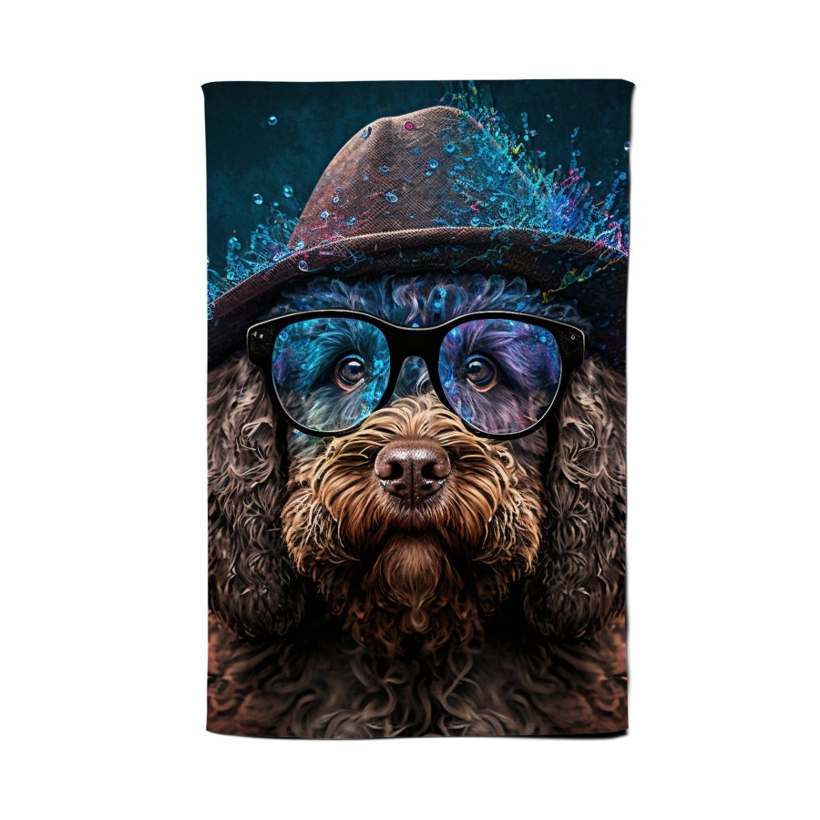 Click to view product details and reviews for Labradoodle Dog With Glasses Splashart Tea Towel.