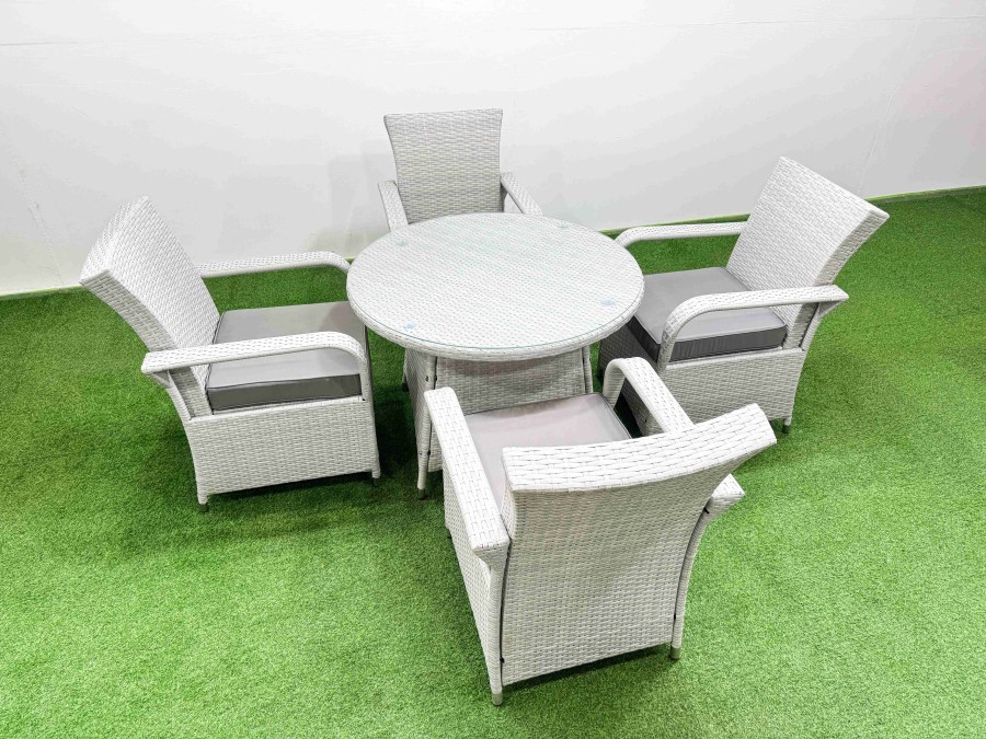 Click to view product details and reviews for Fimous Wicker Pe Rattan Garden Furniture Set Patio Outdoor 4 Chairs Plus Medium Round Table Set Light Grey Mixed.