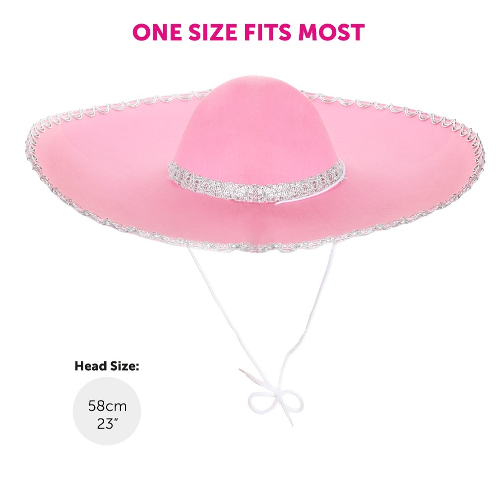 Multicoloured Striped Poncho & Pink Felt Sombrero