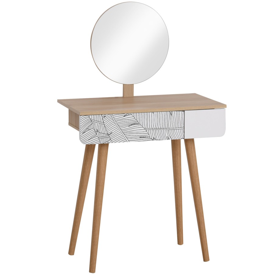 Click to view product details and reviews for Homcom Dressing Table With Drawer And Mirror Height Adjustable Wooden Oak Color Bedroom Dressing Room Elegant And Durable.