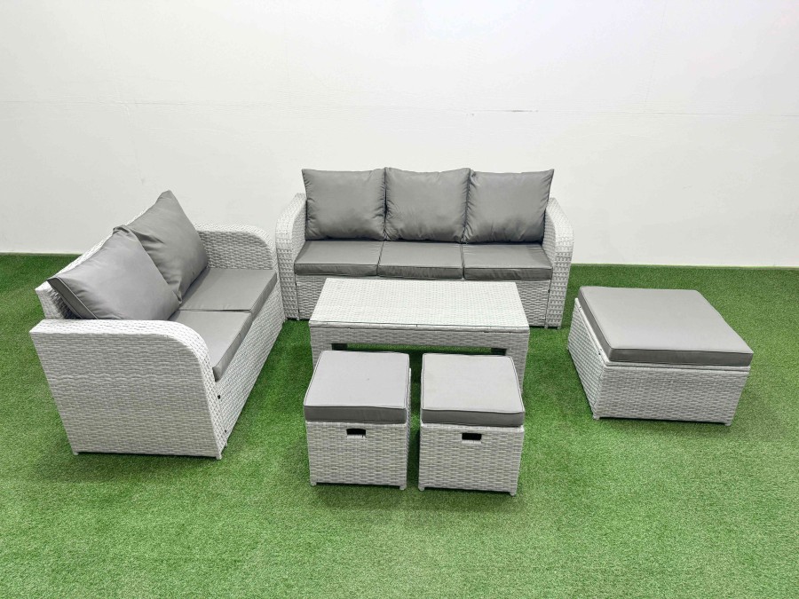 Click to view product details and reviews for Fimous 8 Seater Pe Rattan Wicker Garden Furniture Patio Conservatory Sofa Set With Oblong Coffee Table 3 Seater Sofa Love Sofa 3 Stool.