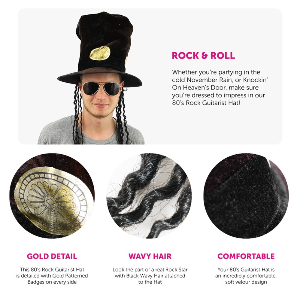 Slash Style Brown Velour Hat with Attached Hair