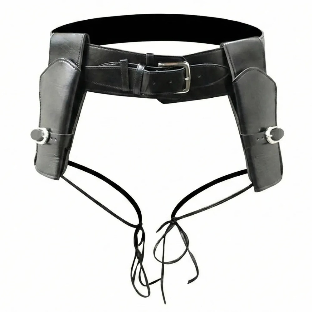 Black Gun Holsters | Western Cowboy Costume Accessory | Adjustable Waist Holster Set