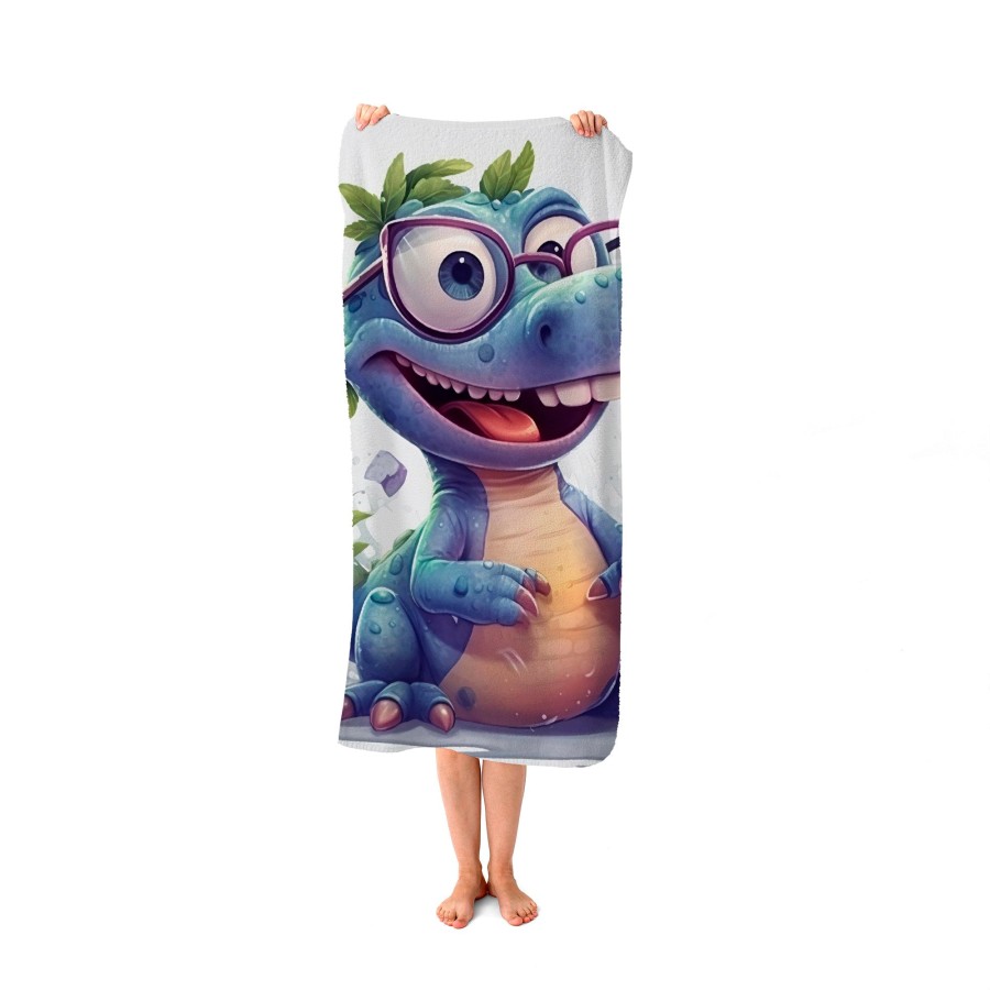 Click to view product details and reviews for Happy Dinosaur With Glasses Beach Towel.